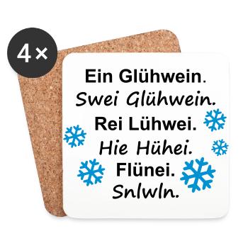 ein Glühwein swei Schneeflocke - Untersetzer (4er-Set) - Weiß - Vorne