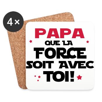 LA FORCE EST AVEC PAPA - Dessous de verre (lot de 4) - blanc - Devant