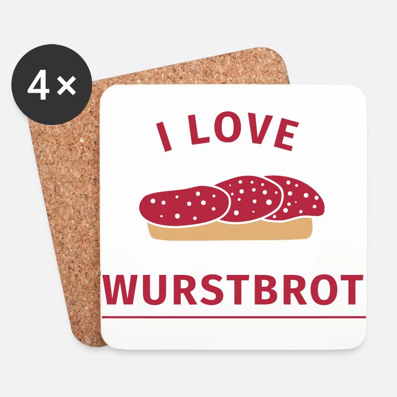 I love Wurstbrot - Untersetzer (4er-Set) - Weiß