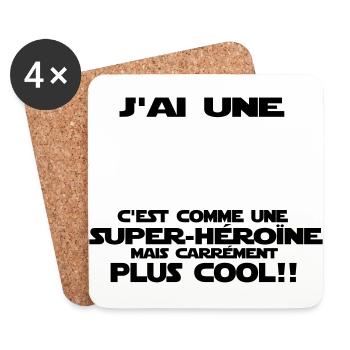 j'ai une super tata - Dessous de verre (lot de 4) - blanc - Devant
