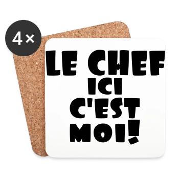 le chef ici c'est moi - Dessous de verre (lot de 4) - blanc - Devant
