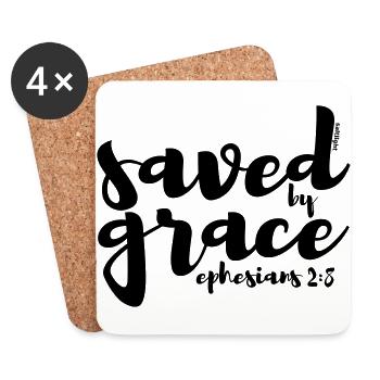SAVED BY GRACE - Ephesians 2: 8 - Coasters (set of 4) - white - Front