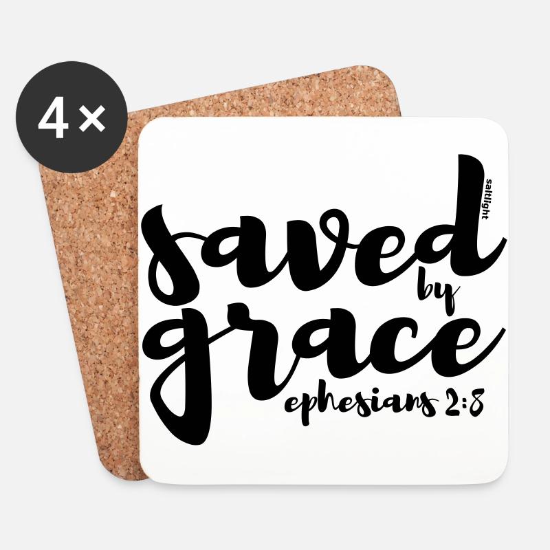 SAVED BY GRACE - Ephesians 2:8 - Untersetzer (4er-Set) - Weiß