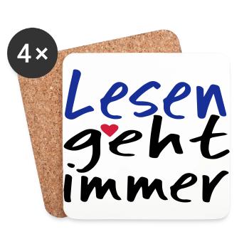 Lesen geht immer! - Untersetzer (4er-Set) - Weiß - Vorne