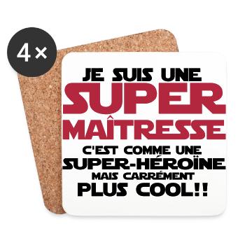une super maîtresse plus COOL - Dessous de verre (lot de 4) - blanc - Devant