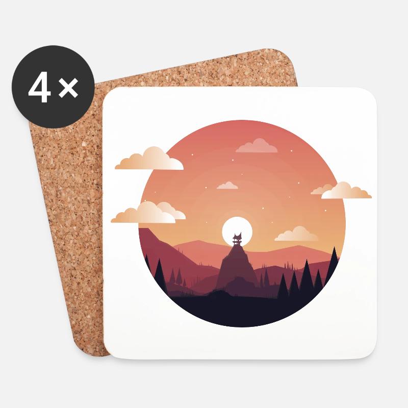 Sunset Comic - Coasters (set of 4) - white