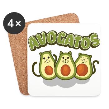 Katzenliebe > AvoGatos - Lustige Avocado Katzen - Untersetzer (4er-Set) - Weiß - Vorne