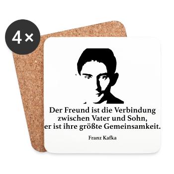 Kafka: Der Freund ist die Verbindung zwischen Vat - Untersetzer (4er-Set) - Weiß - Vorne