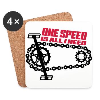One Speed is all I need - Singelspeed - Untersetzer (4er-Set) - Weiß - Vorne