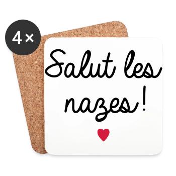 salut les nazes - Dessous de verre (lot de 4) - blanc - Devant