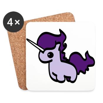 licorne douce violet - Dessous de verre (lot de 4) - blanc - Devant