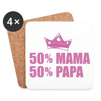 50% Mama 50 % Papa - Geburtstag - Bday|Tolles T-Sh - Untersetzer (4er-Set) - Weiß - Vorne