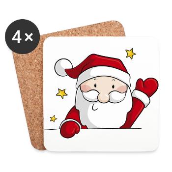Comic Weihnachtsmann - Untersetzer (4er-Set) - Weiß - Vorne
