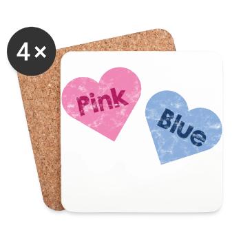 Rose ou bleu: matière de sexe - pour les femmes enceintes - Dessous de verre (lot de 4) - blanc - Devant