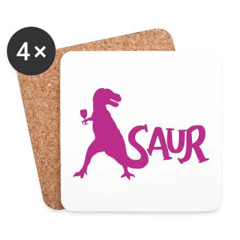 WineSaur Wein Trinken Dino Vino Glas Weinglas Vine - Untersetzer (4er-Set) - Weiß - Vorne