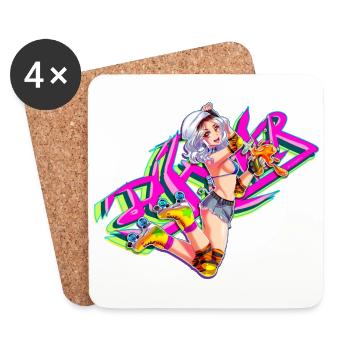 Roller skating - Coasters (set of 4) - white - Front