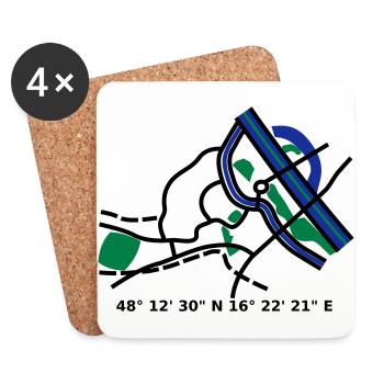 carte de la ville de Vienne Vienne - Dessous de verre (lot de 4) - blanc - Devant