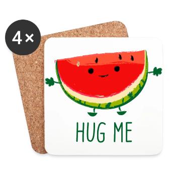Lustige Melone - Untersetzer (4er-Set) - Weiß - Vorne