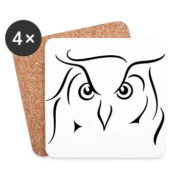 Eagle owl - line drawing gift idea gift - Coasters (set of 4) - white - Front