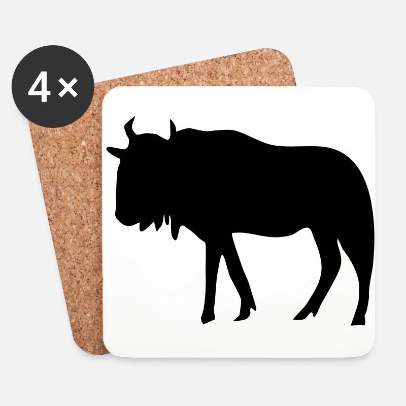 Gnu, Büffel - Untersetzer (4er-Set) - Weiß
