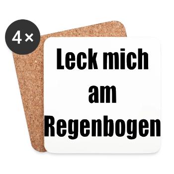Leck mich am Regenbogen Geschenk Statement - Untersetzer (4er-Set) - Weiß - Vorne