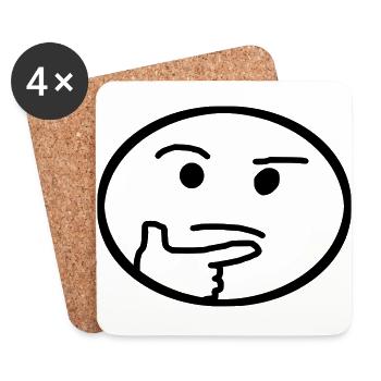 , Emoji, Thoughtful - Coasters (set of 4) - white - Front