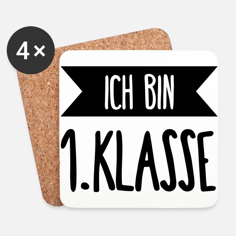 Ich bin 1 Klasse - Untersetzer (4er-Set) - Weiß
