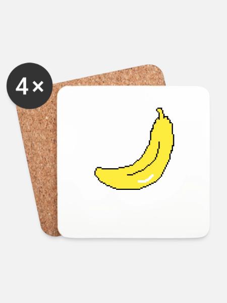 Banane Pixel Art | Unisex - Untersetzer (4er-Set) - Weiß