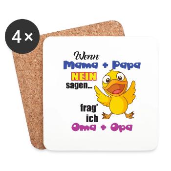 Wenn Mama und Papa nein sagen - Untersetzer (4er-Set) - Weiß - Vorne