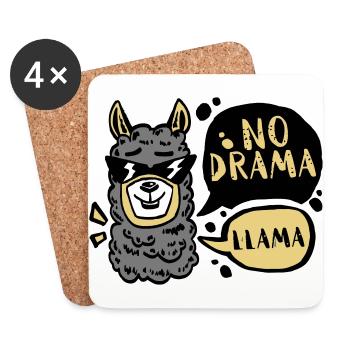 NO DRAMA - LLAMA - Untersetzer (4er-Set) - Weiß - Vorne
