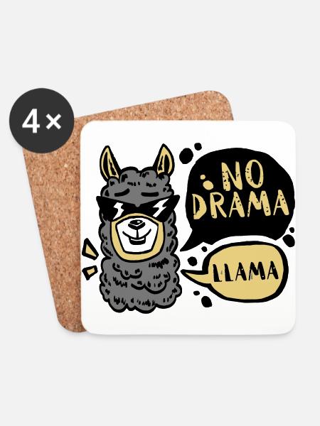NO DRAMA - LLAMA - Coasters (set of 4) - white