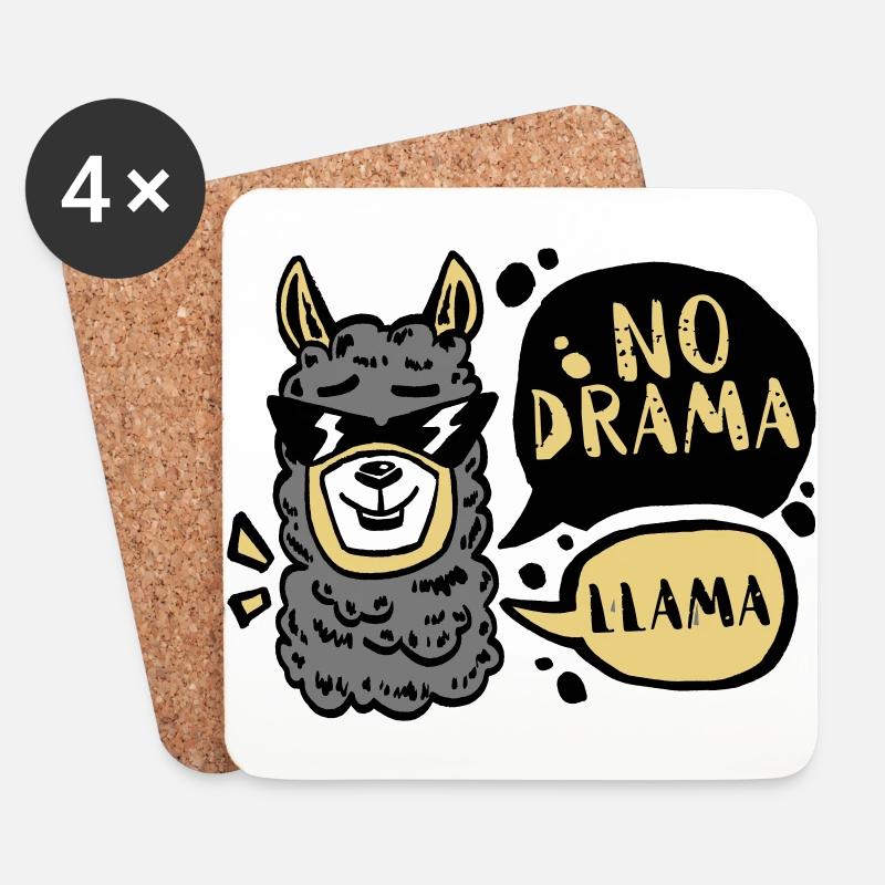 NO DRAMA - LLAMA - Untersetzer (4er-Set) - Weiß