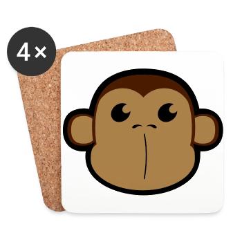 Face, Shimpanse, monkey, monkey head 3 c - Coasters (set of 4) - white - Front