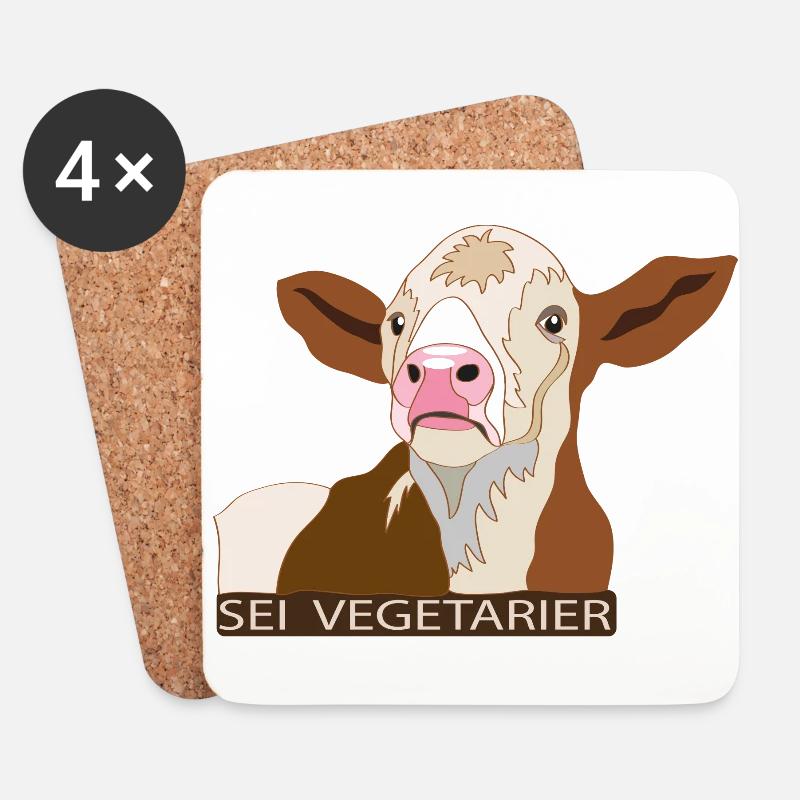 Kalb: Sei Vegetarier - Untersetzer (4er-Set) - Weiß