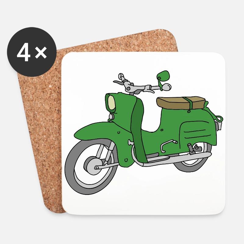 Grüne Schwalbe, Moped - Untersetzer (4er-Set) - Weiß