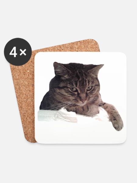 Katze - Untersetzer (4er-Set) - Weiß