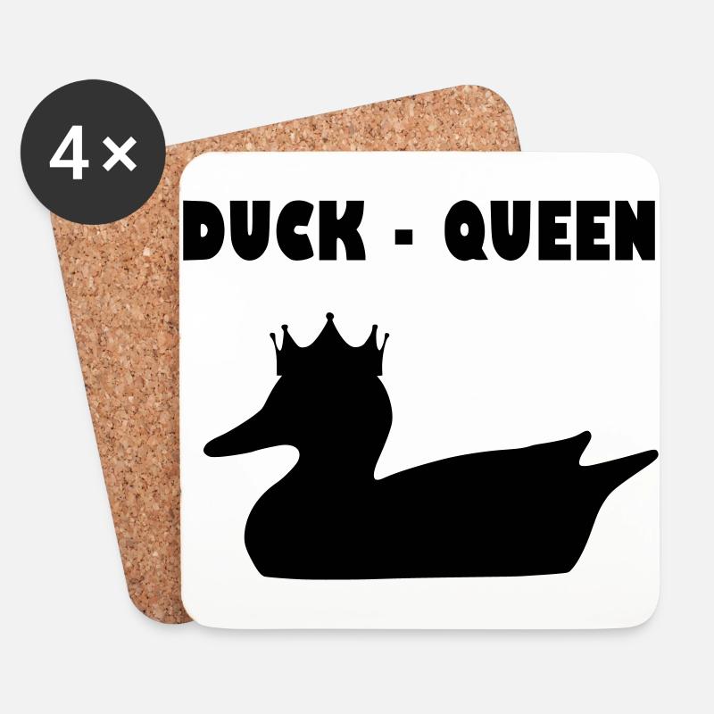 Duck - Queen Ente Partner Look Geschenk - Untersetzer (4er-Set) - Weiß