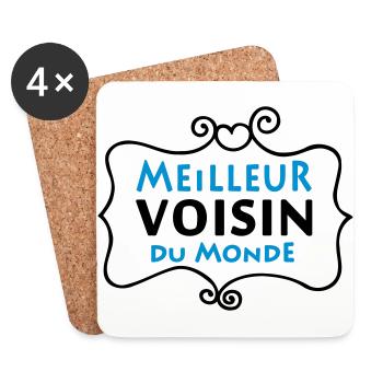 Meilleur VOISIN du monde (2c) - Untersetzer (4er-Set) - Weiß - Vorne