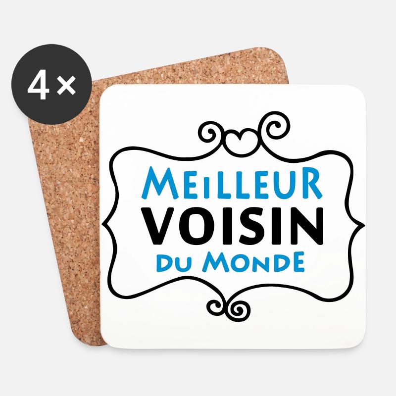 Meilleur VOISIN du monde (2c) - Untersetzer (4er-Set) - Weiß