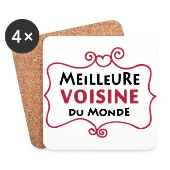 Meilleure VOISINE du monde (2c) - Untersetzer (4er-Set) - Weiß - Vorne