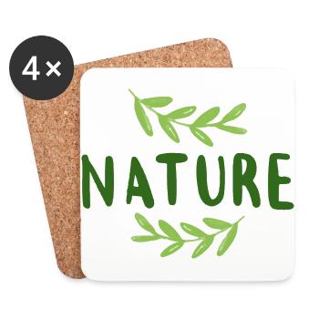 Nature Nature Branches Leaves Plant Green Font - Dessous de verre (lot de 4) - blanc - Devant
