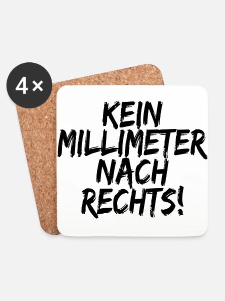 Kein Millimeter Nach Rechts! Antirassismus Shirt - Untersetzer (4er-Set) - Weiß
