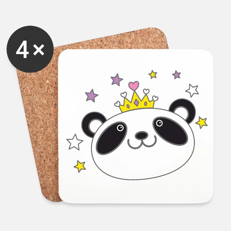 Panda Gesicht Krone in einer königlichen Krone - Untersetzer (4er-Set) - Weiß
