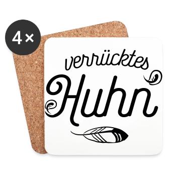 verrücktes Huhn - Untersetzer (4er-Set) - Weiß - Vorne