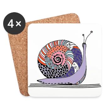Snail - Coasters (set of 4) - white - Front