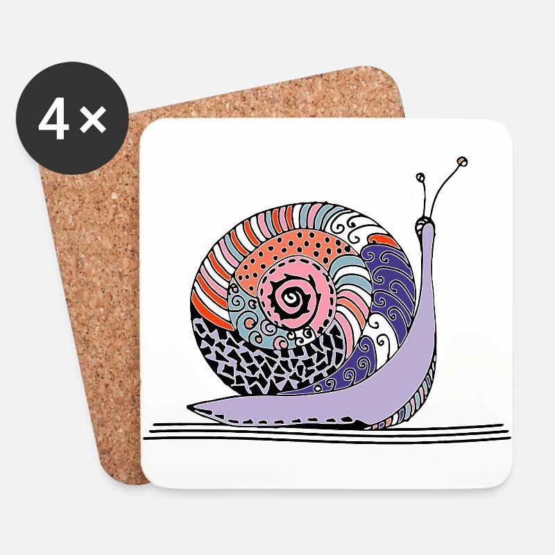 Schnecke - Untersetzer (4er-Set) - Weiß