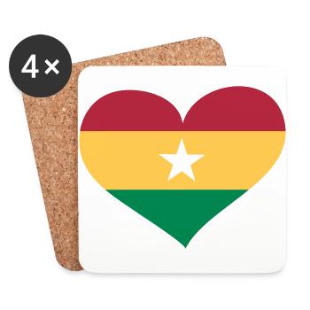 Ghana Herz; Heart Ghana - Coasters (set of 4) - white - Front