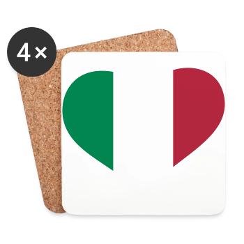 Italien Herz; Heart Italia - Untersetzer (4er-Set) - Weiß - Vorne