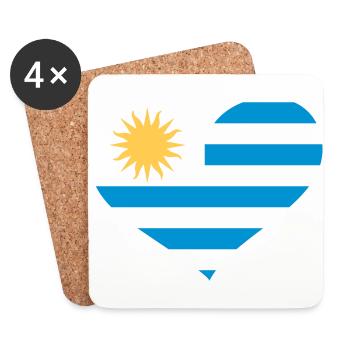 Uruguay Herz; Heart Uruguay - Coasters (set of 4) - white - Front