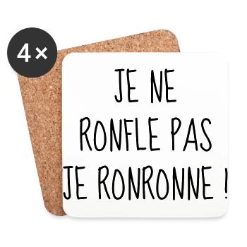 Ronfler - Ronfleur - Ronfleuse - Citation - Humour - Dessous de verre (lot de 4) - blanc - Devant